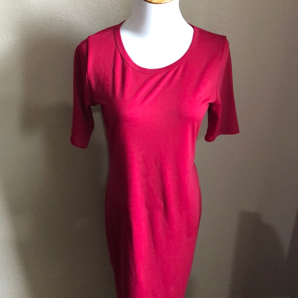 LulaRoe pink casual short sleeve midi dress size S